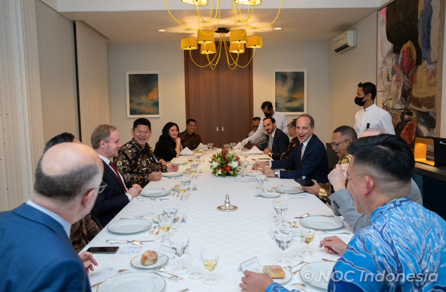 Jamuan makan malam oleh Duta Besar Prancis untuk Indonesia, H.E Fabien Laurent Robert Panone dengan Ketua NOC Indonesia Raja Sapta Oktohari